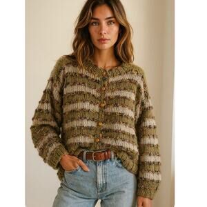 Magijeria Nemi Handknit Italian Wool Chunky Knit Oversized Cardigan Boho Chic